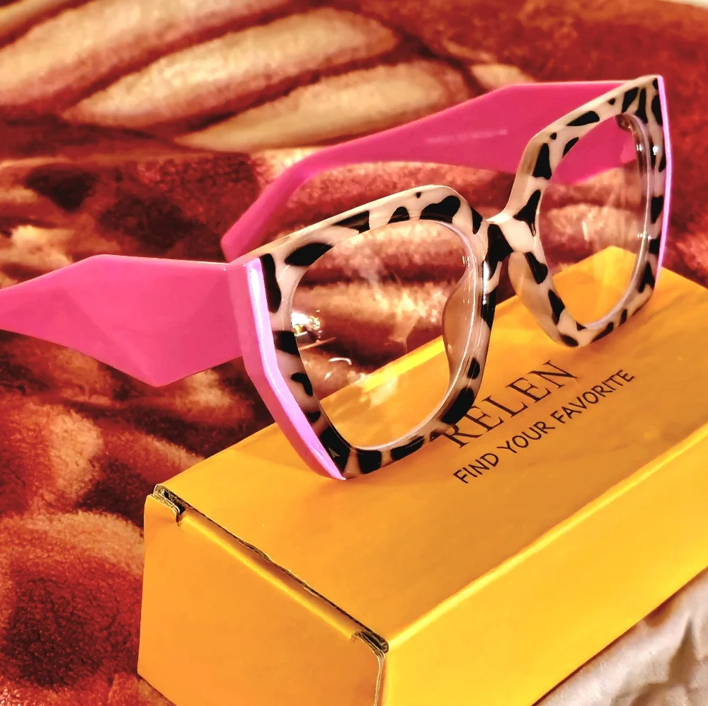 Pink Arms & Black Zebra on Frame W/Pink Outer Frame Accent - Geometric Glasses - Picture 3 of 7